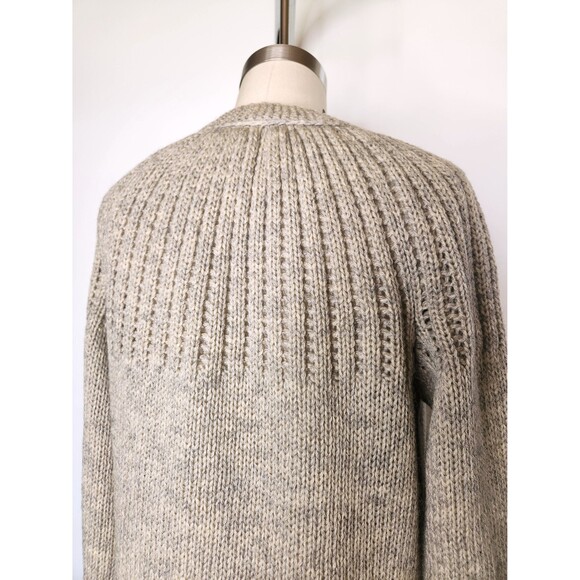 Vintage Chunky Knitted Wool Cardigan Sweater Gray with Pockets XS - Picture 5 of 8